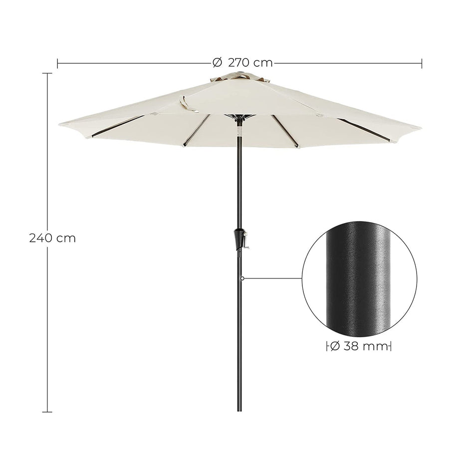 Parasol - Garten Parasol - Ø 270 cm - Neigung - mit Kurbel - Beige