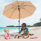 Parasol - Ø 200 cm - achteckig - neigbar mit Kurbel - Taupe