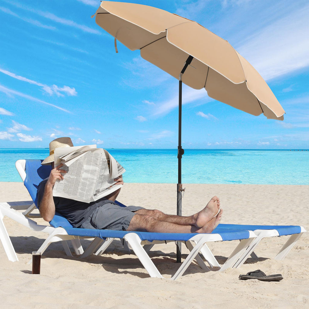 Parasol - Ø 200 cm - achteckig - neigbar mit Kurbel - Taupe