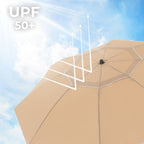 Parasol - Ø 200 cm - achteckig - neigbar mit Kurbel - Taupe