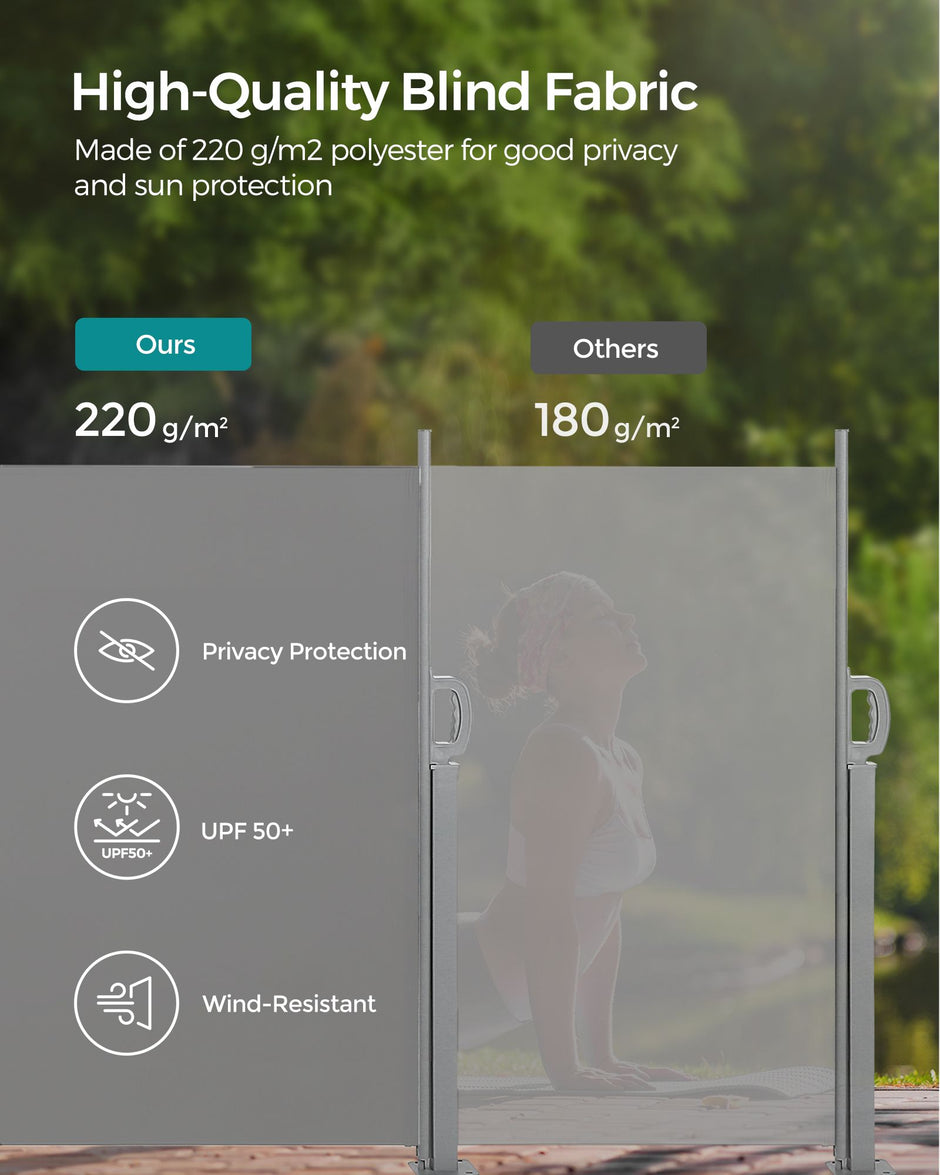 Erweiterbarer Seitendach- 140 x 300 cm- Wind- und Datenschutzschutz