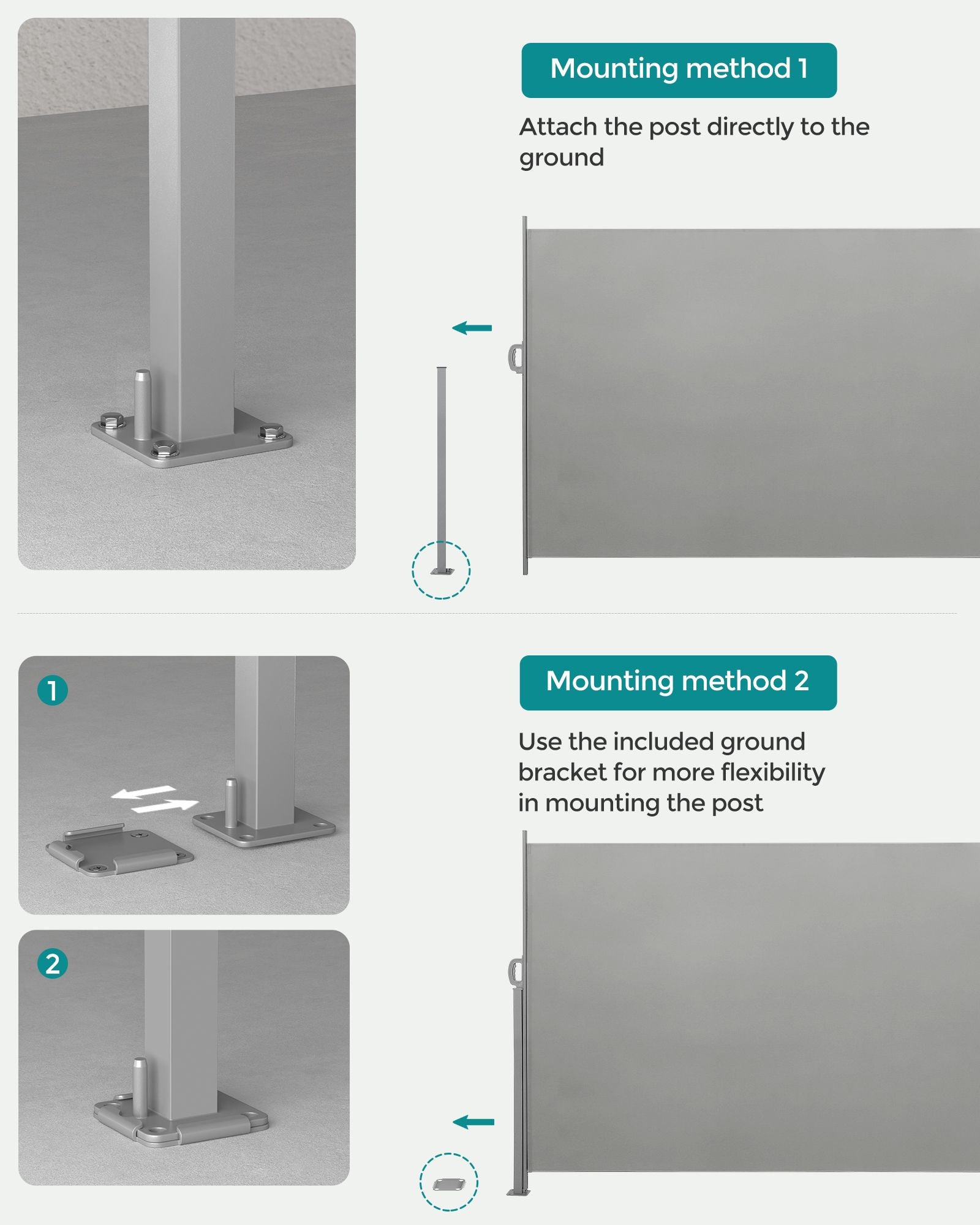 Erweiterbarer Seitendach- 140 x 300 cm- Wind- und Datenschutzschutz