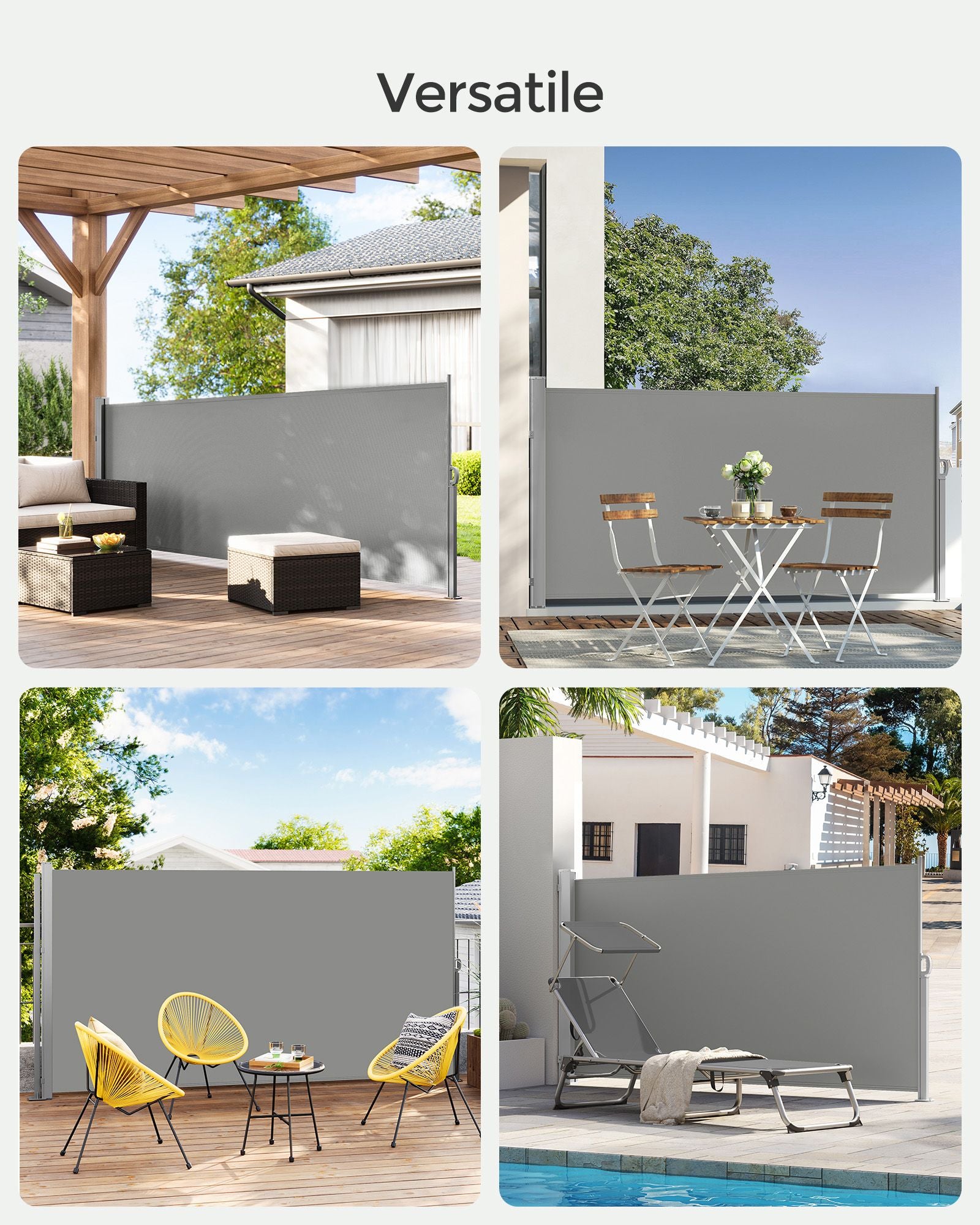 Erweiterbarer Seitendach- 140 x 300 cm- Wind- und Datenschutzschutz