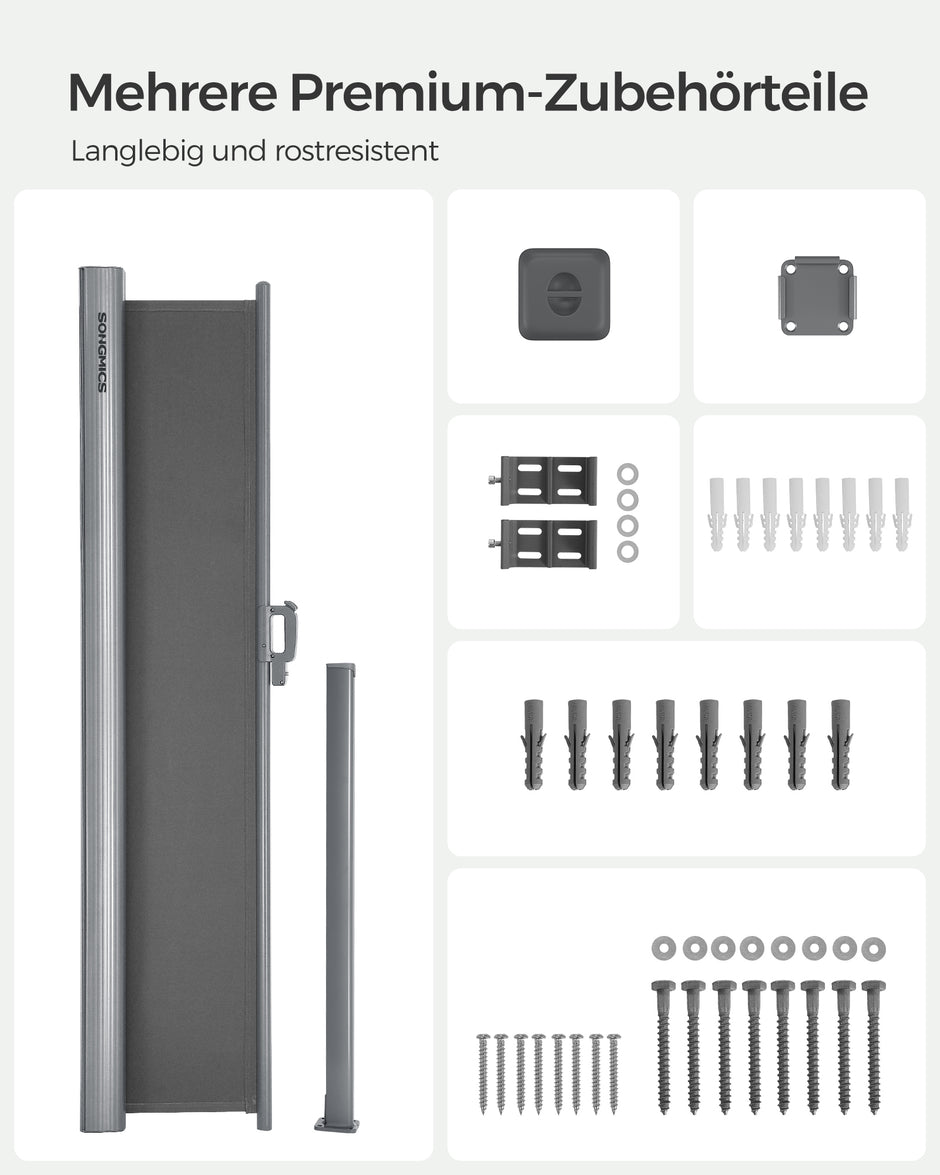 Zijluifel - 160 x 400 cm - Uitschuifbaar - Privacyscherm - Antraciet