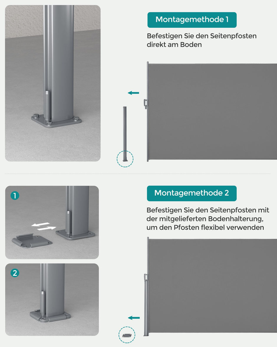 Zijluifel - 180 x 400 cm - Uitschuifbaar - Privacyscherm - Grijs