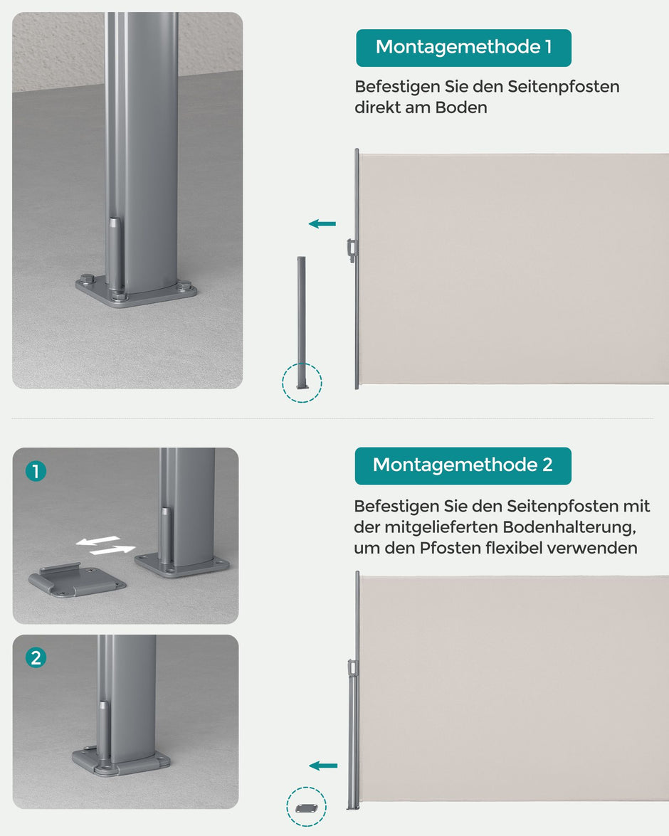 Zijluifel - 180 x 350 cm - Uitschuifbaar - Privacyscherm - Beige