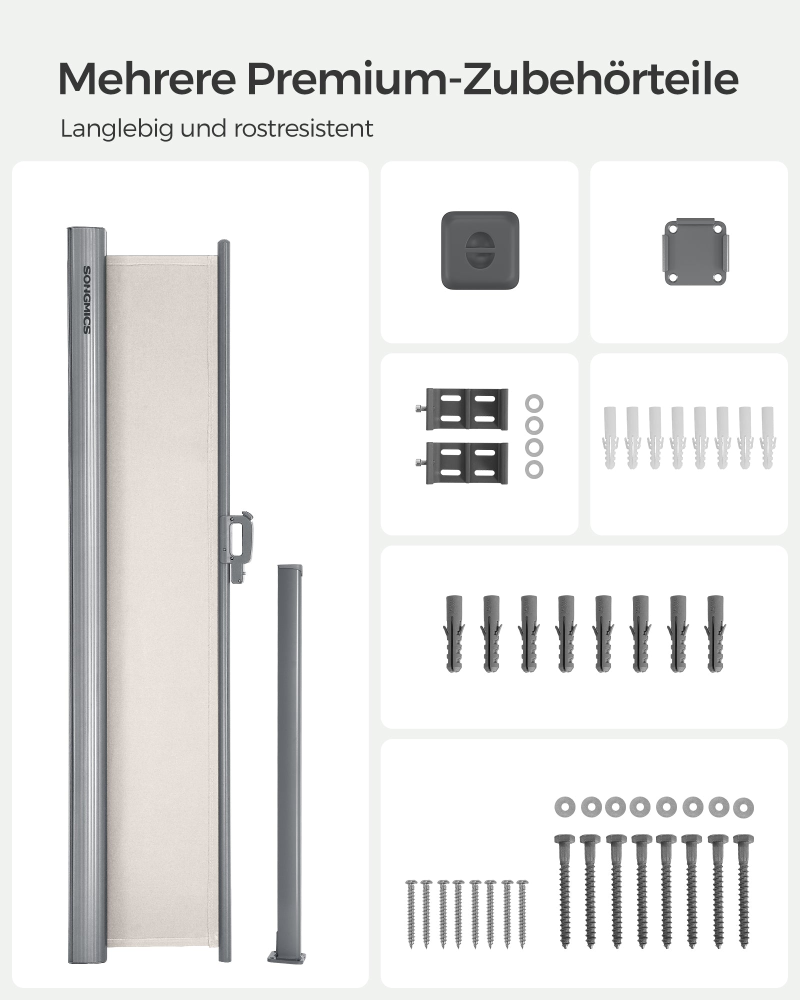 Zijluifel - 180 x 350 cm - Uitschuifbaar - Privacyscherm - Beige