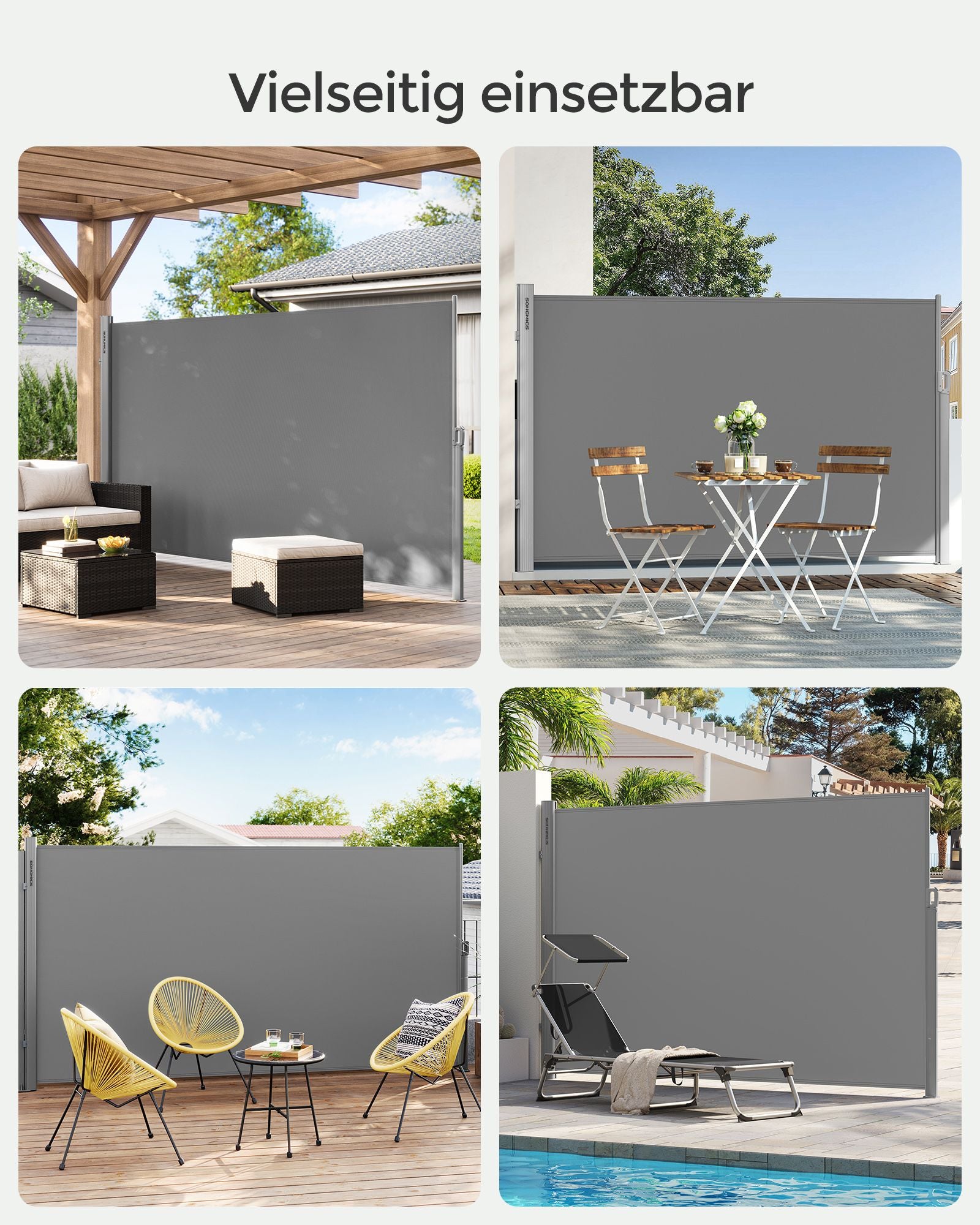 Zijluifel - Uitschuifbaar - Privacyscherm - Voor Balkon en Terras - Grijs