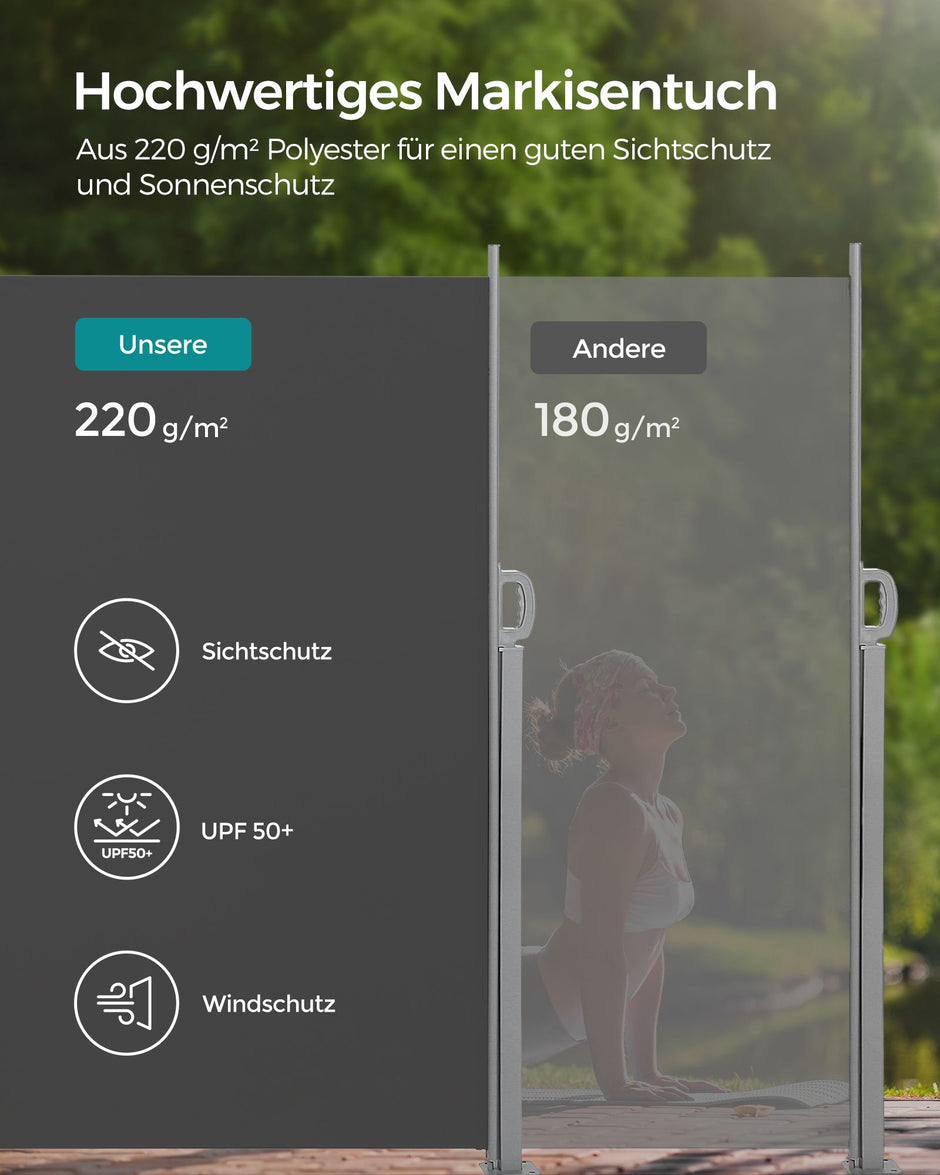 Zijluifel - Uitschuifbaar - Privacyscherm - Voor de Tuin - Grijs