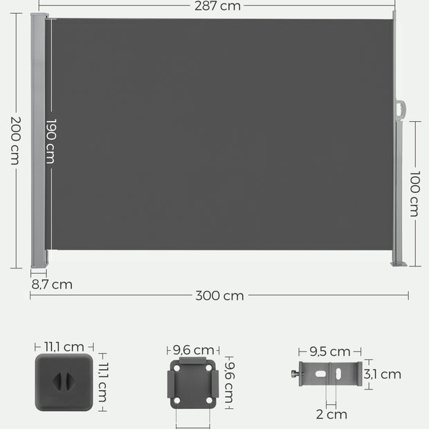 Seitendach - 200 × 300 cm - Anthrazit