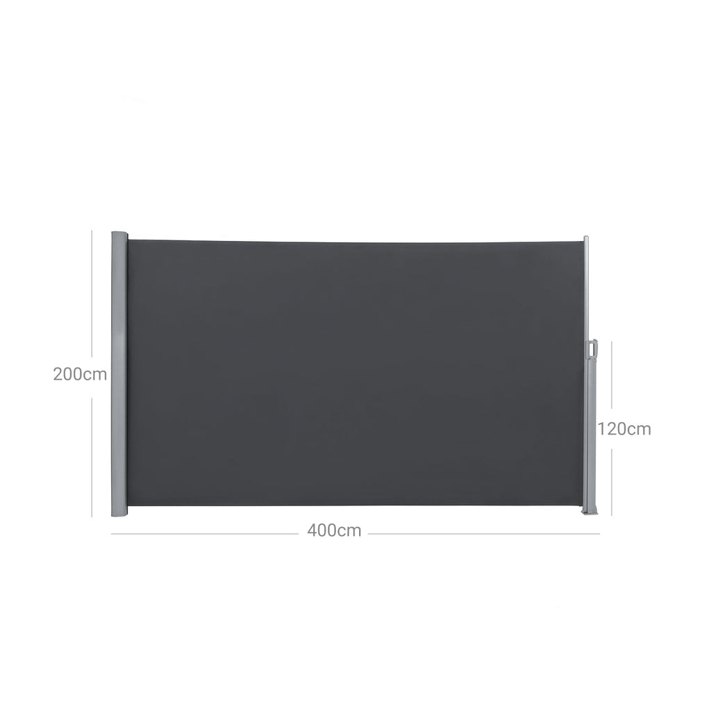 Seitendach - erweiterbare Markise - Schutzansicht - 200 x 400 cm - Schwarz