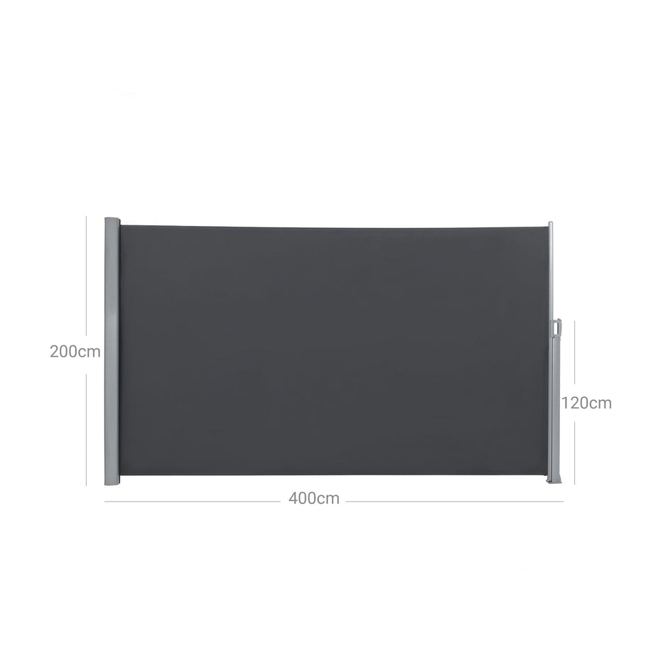 Seitendach - erweiterbare Markise - Schutzansicht - 200 x 400 cm - Schwarz