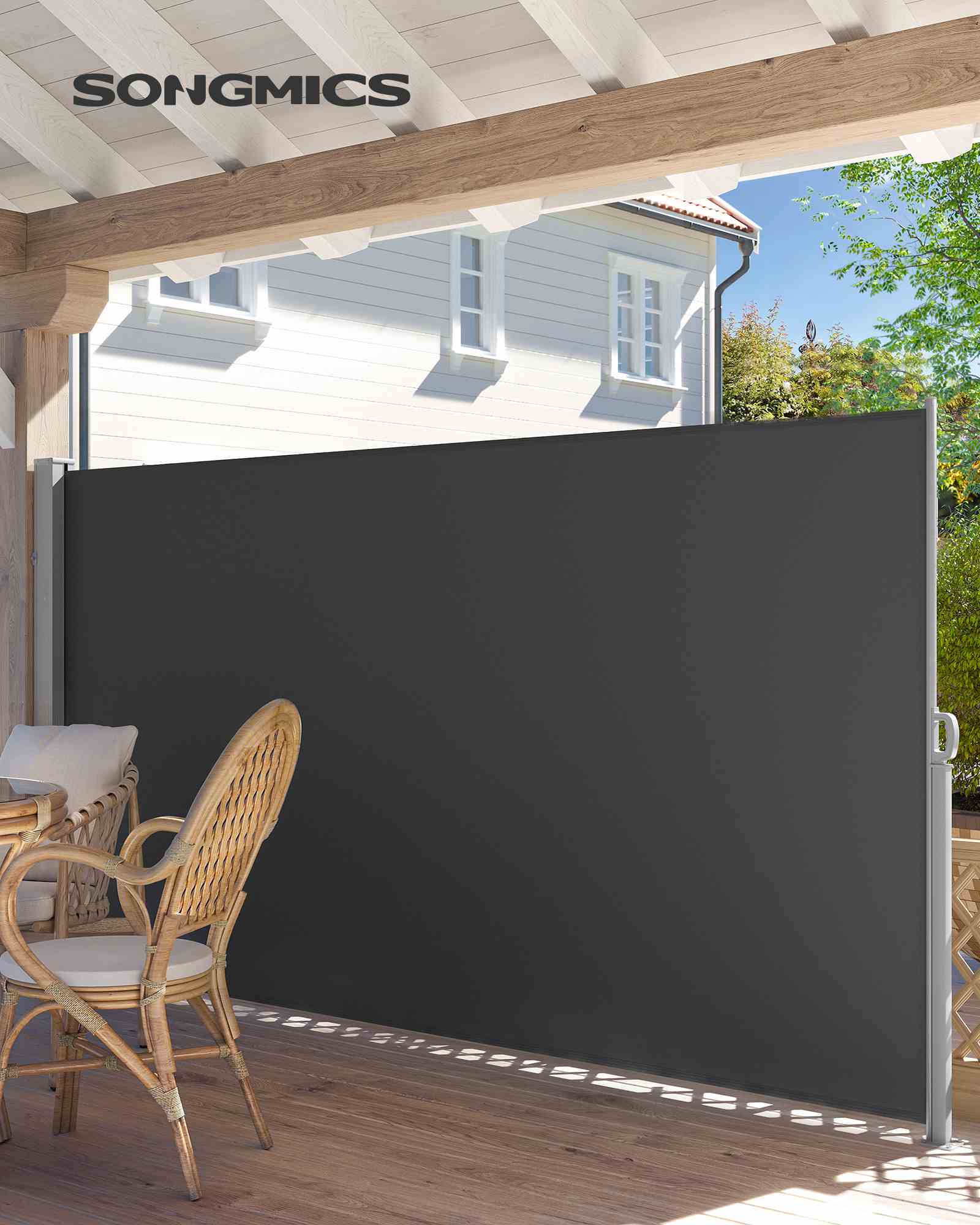 Zijluifel - 160 x 400 cm - uitschuifbaar - roestbestendig - antraciet - 8,1 kg