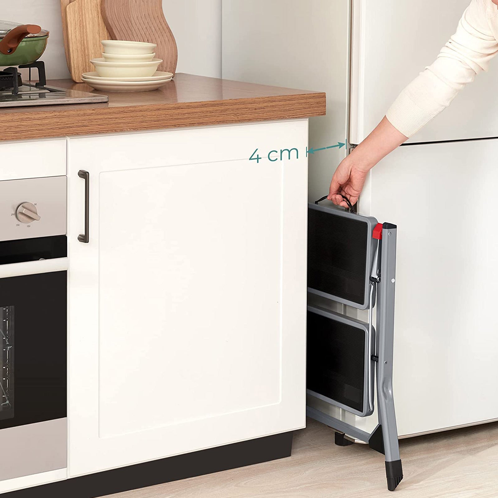 Treppenlade - Metallrahmen - 2 Stufen - Anti -Slip - Grau