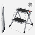 Treppenlade - Metallrahmen - 2 Stufen - Anti -Slip - Grau