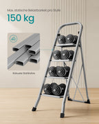 Treppenladder - mit 4 Stufen - Belastungskapazität von bis zu 150 kg - Taubengrau