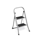 Treppenladder - 2 Stufen - Stiefhocker - Metall - Grau