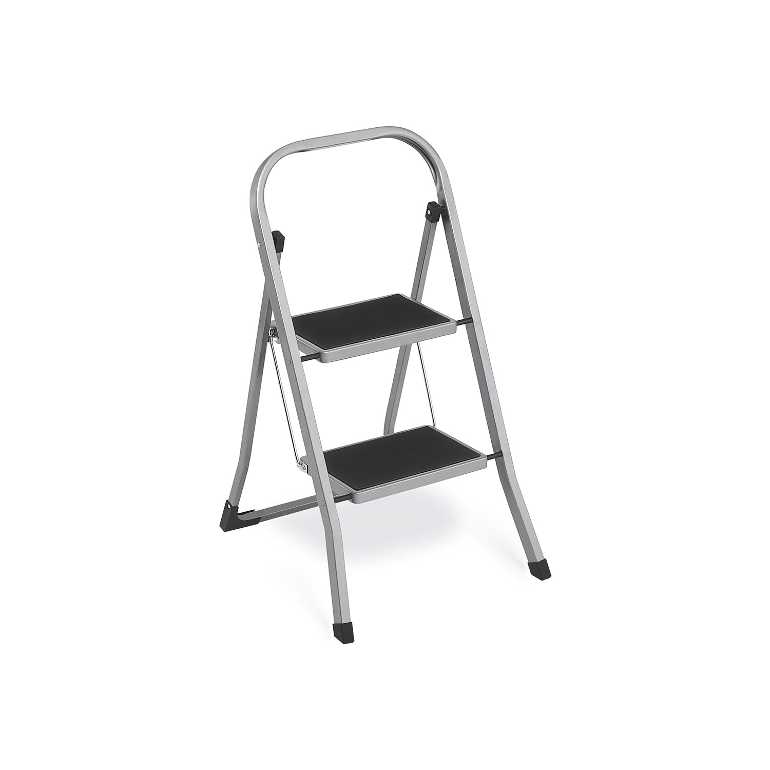 Treppenladder - 2 Stufen - Stiefhocker - Metall - Grau