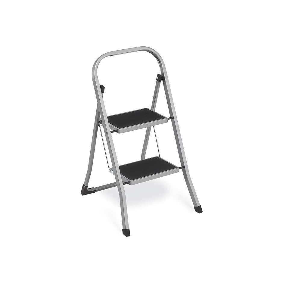 Treppenladder - 2 Stufen - Stiefhocker - Metall - Grau