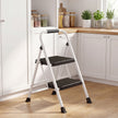 Opvouwbare Trapladder - 2 Treden - Staal - Draagvermogen tot 150 kg - Wit