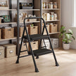 Opvouwbare Trapladder - 2 Treden - Staal - Draagvermogen tot 150 kg - Zwart