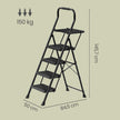 Opvouwbare Trapladder - 4 Treden - Staal - Draagvermogen tot 150 kg - Zwart