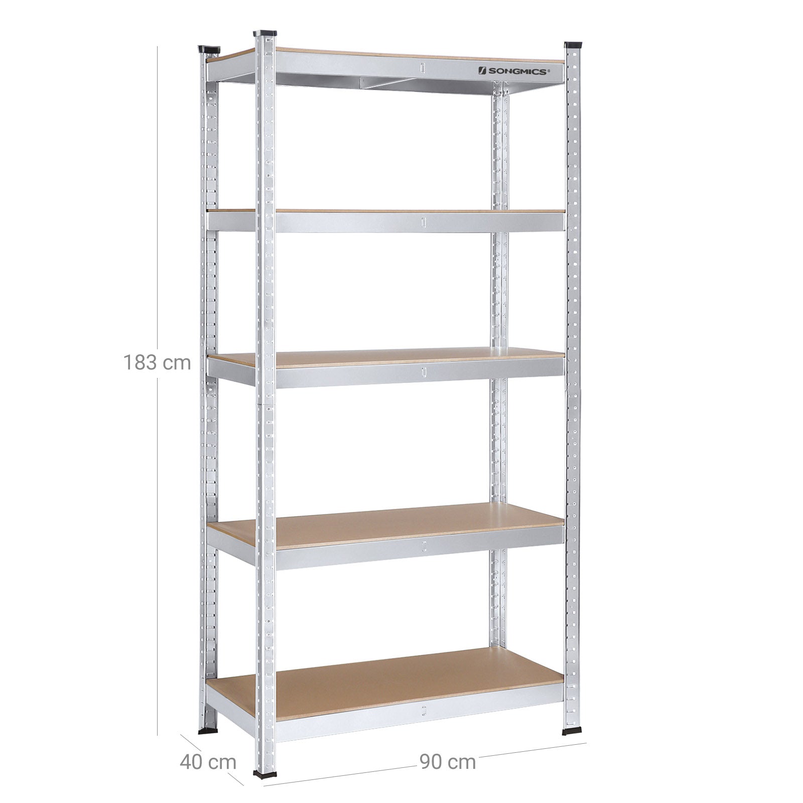 Lagerregal - Metallschrank - 875 kg Lagerkapazität - 180 x 90 x 40 cm - Silber