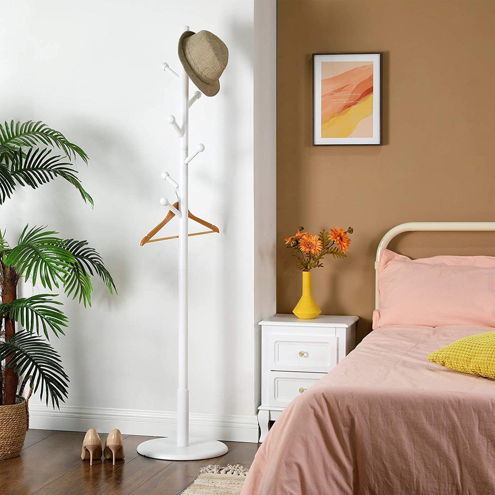 Kleiderregal - Wandbedeckungsregal mit 7 Haken - Weiß