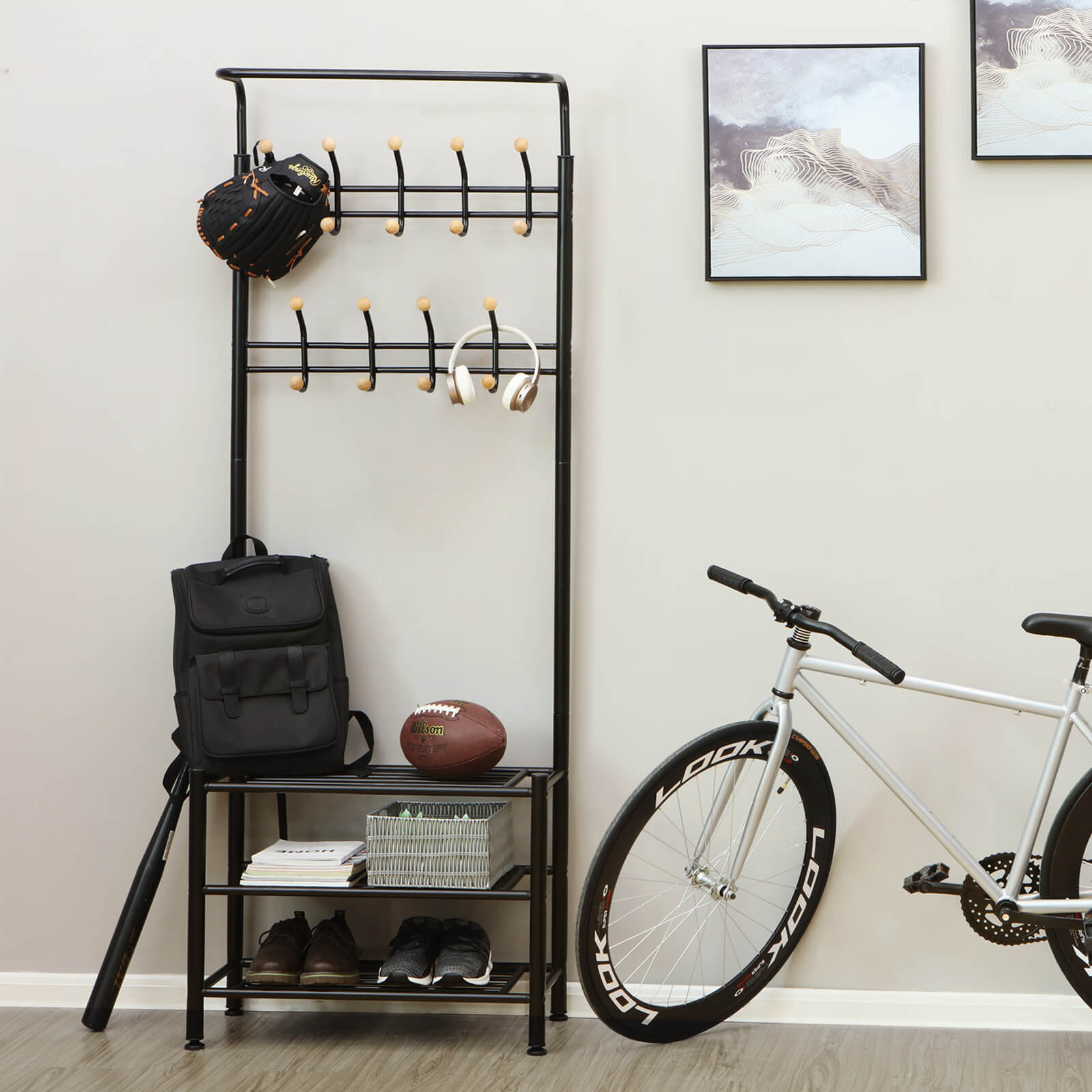 Kleiderregal - mit Schuhregal und Sofa - schwarz