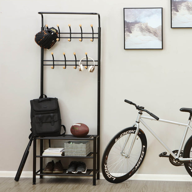 Kleiderregal - mit Schuhregal und Sofa - schwarz