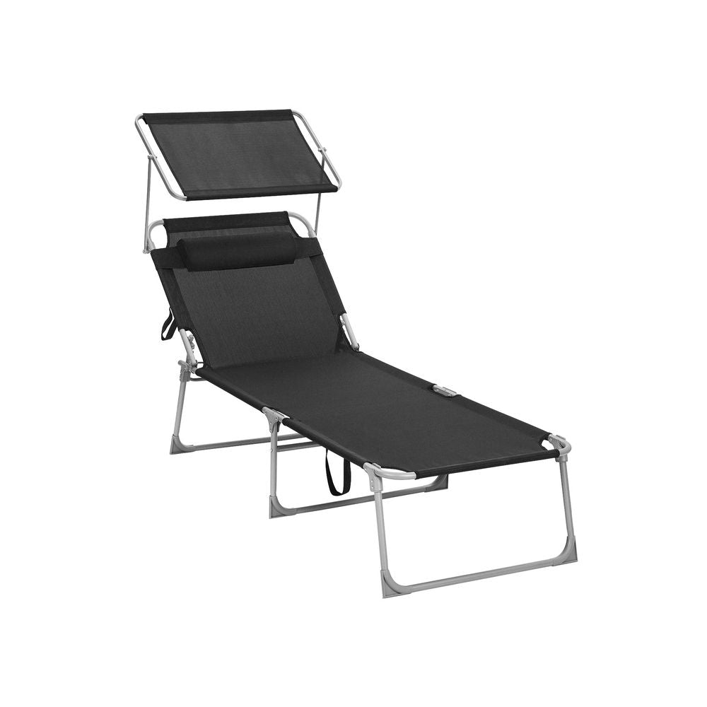 Seltsam - Loungebett - Liege - mit Sonnenbesuch - Laienkapazität von bis zu 250 kg - grau