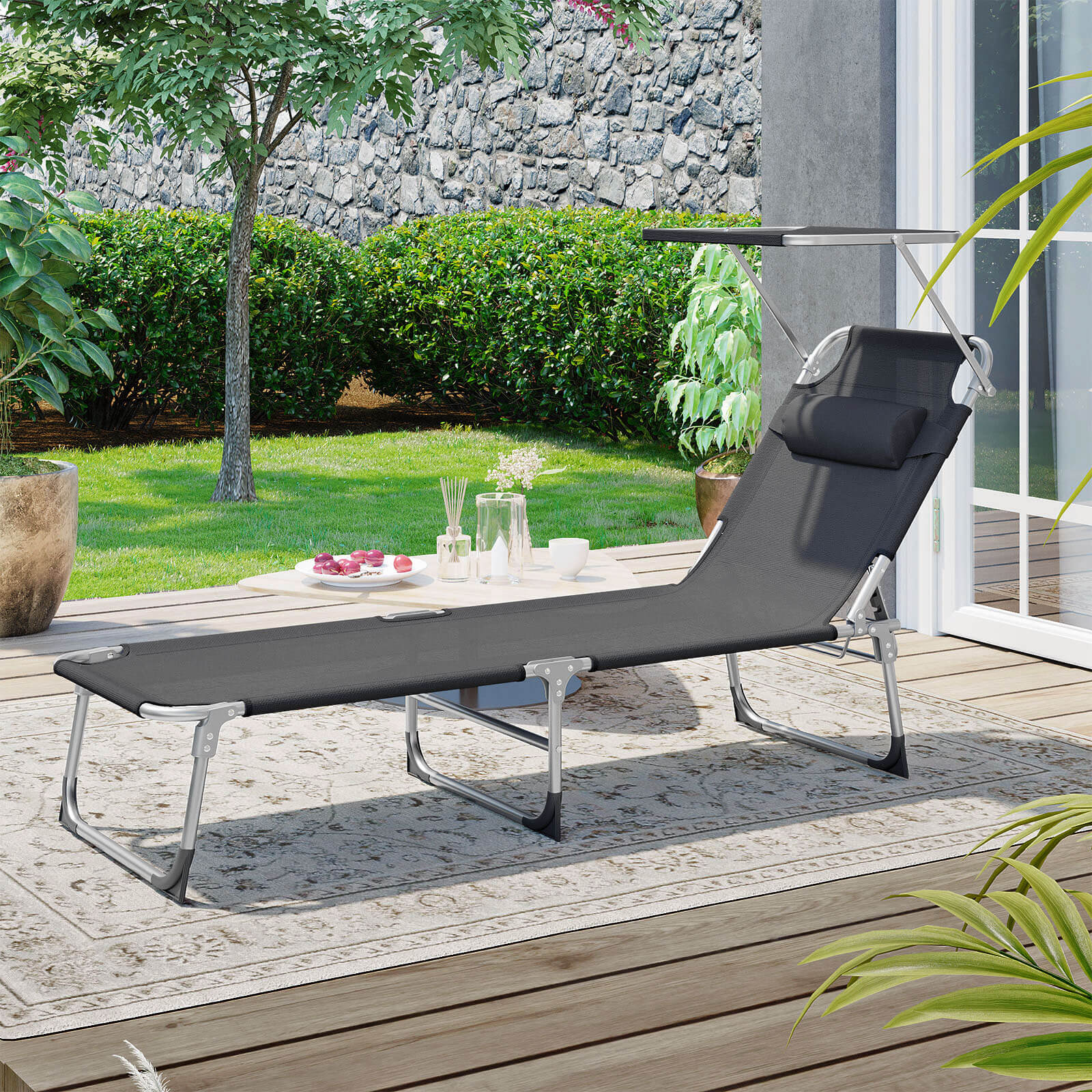 Gartensitz - mit Kopfstütze und Sonnenvisier