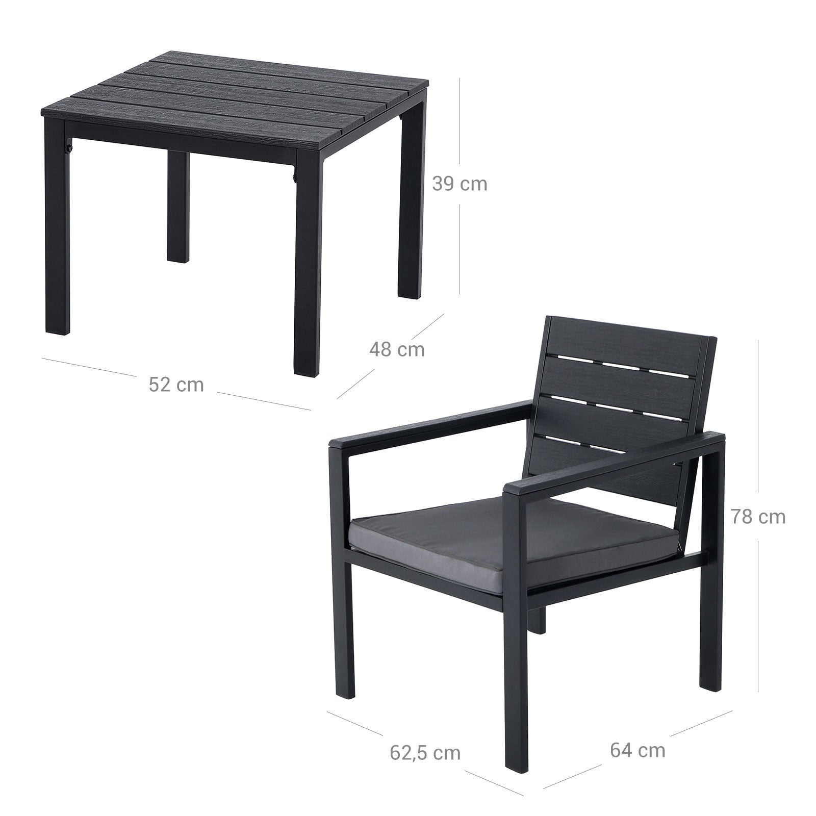 Gartenmöbel Set-3-T-Black