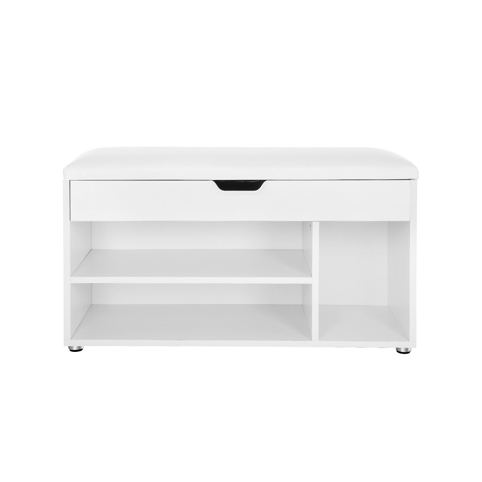 Schuhbank - mit Sitzkissen - 3 Fächer - Weiß