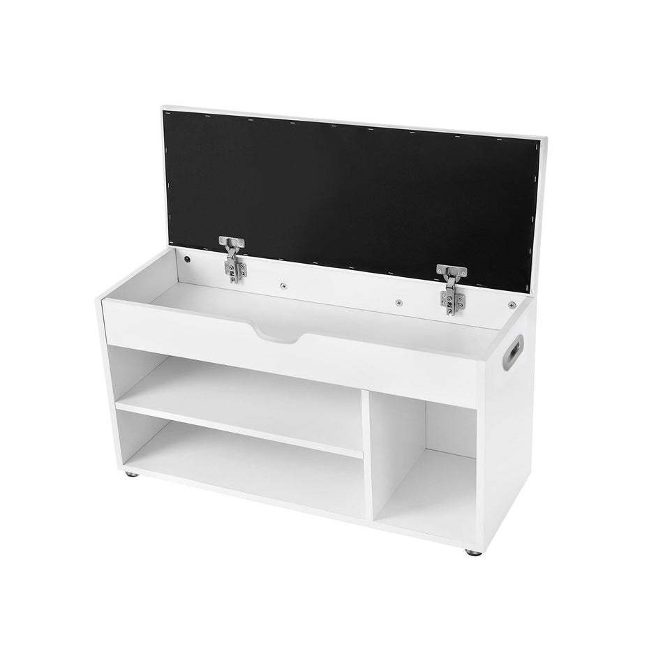 Schuhbank - mit Sitzkissen - 3 Fächer - Weiß