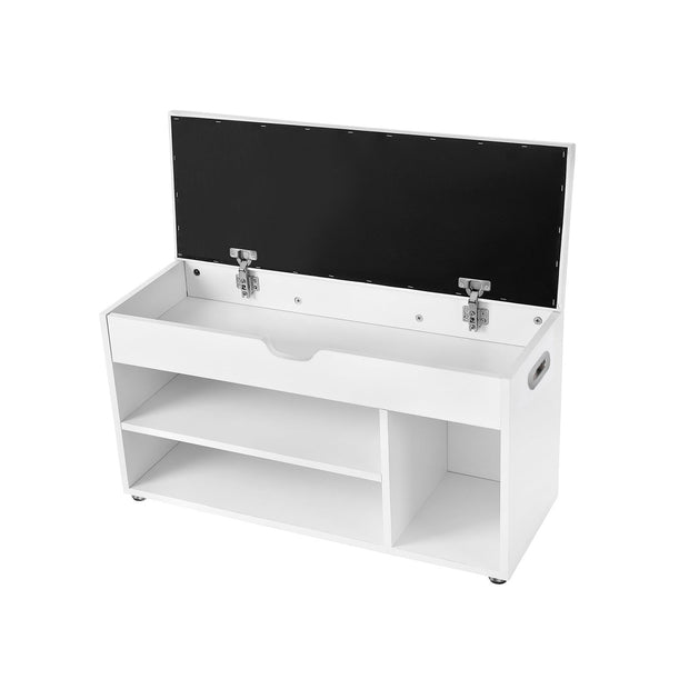 Schuhbank - mit Sitzkissen - 3 Fächer - Weiß