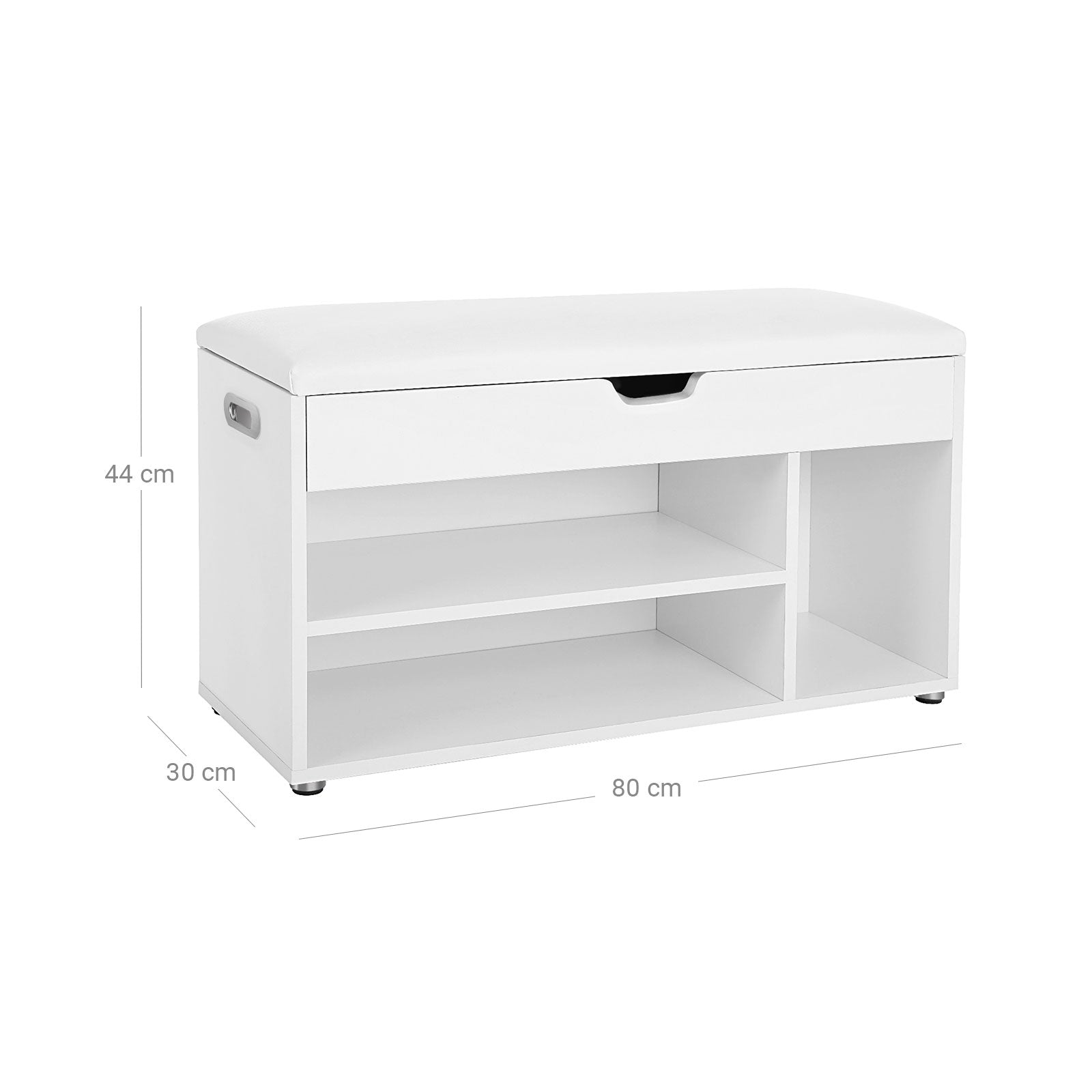Schuhbank - mit Sitzkissen - 3 Fächer - Weiß