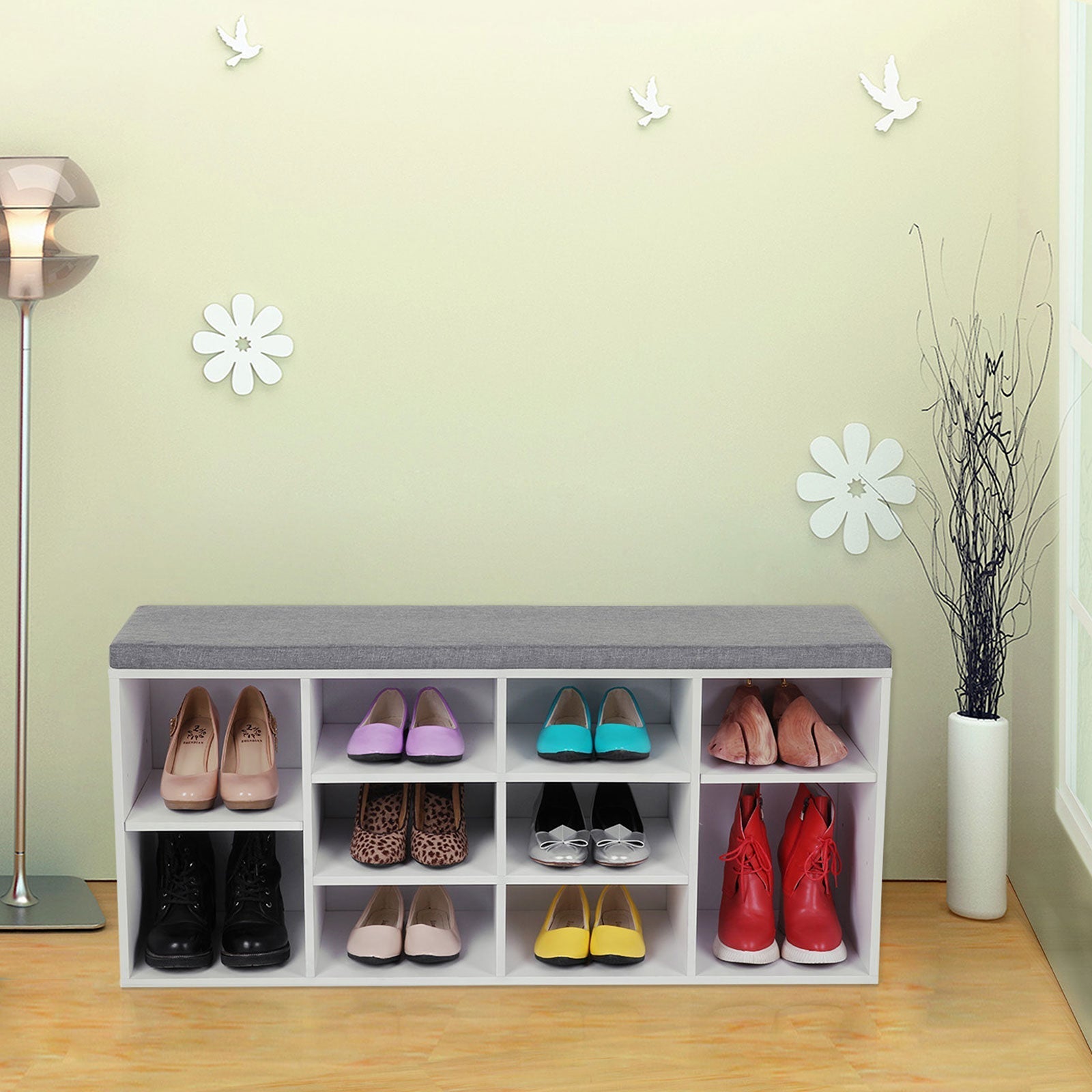 Schuhbank - 10 Fächer - Sofa - Weiß