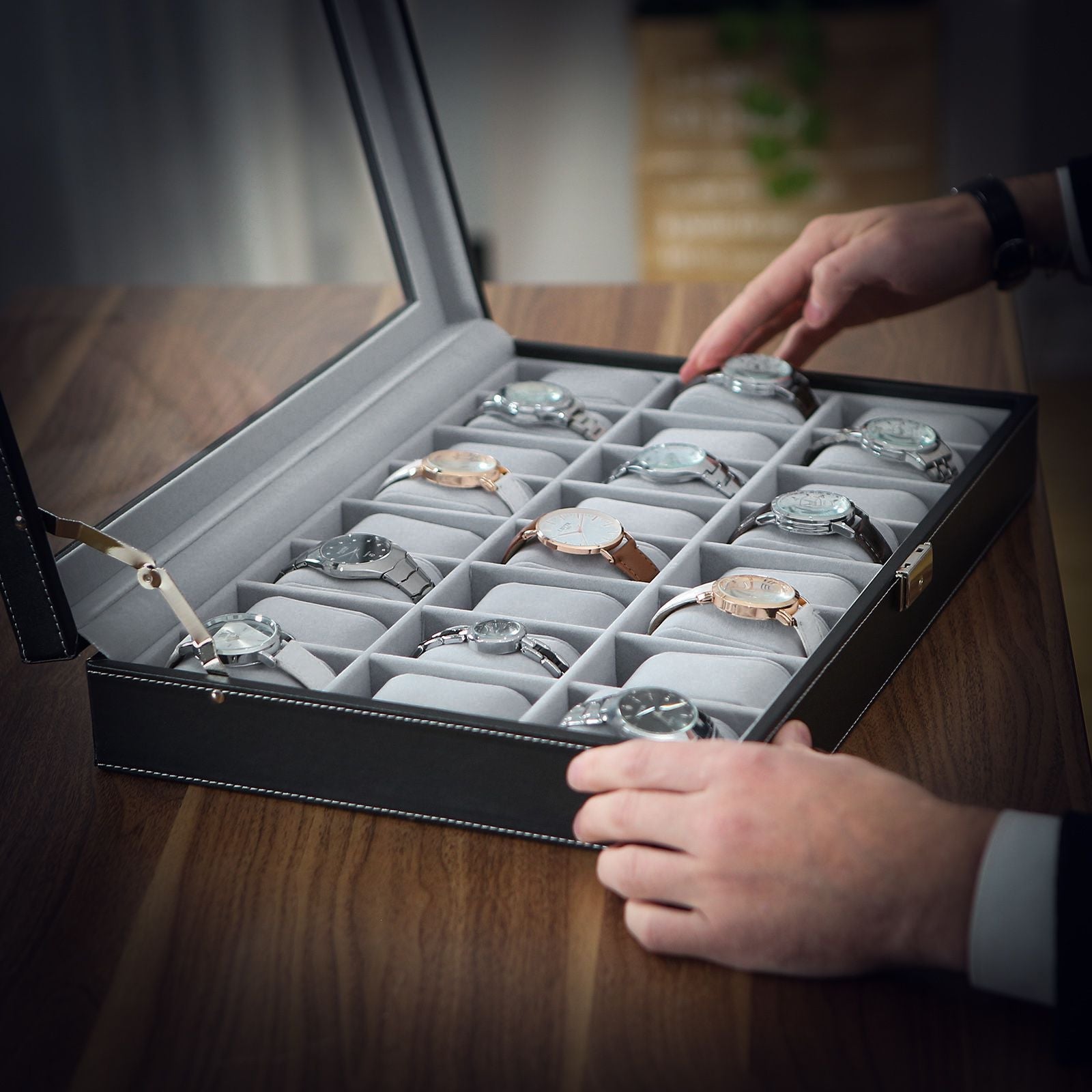 Uhrbox - abschließbar - Organizer - Schwarz