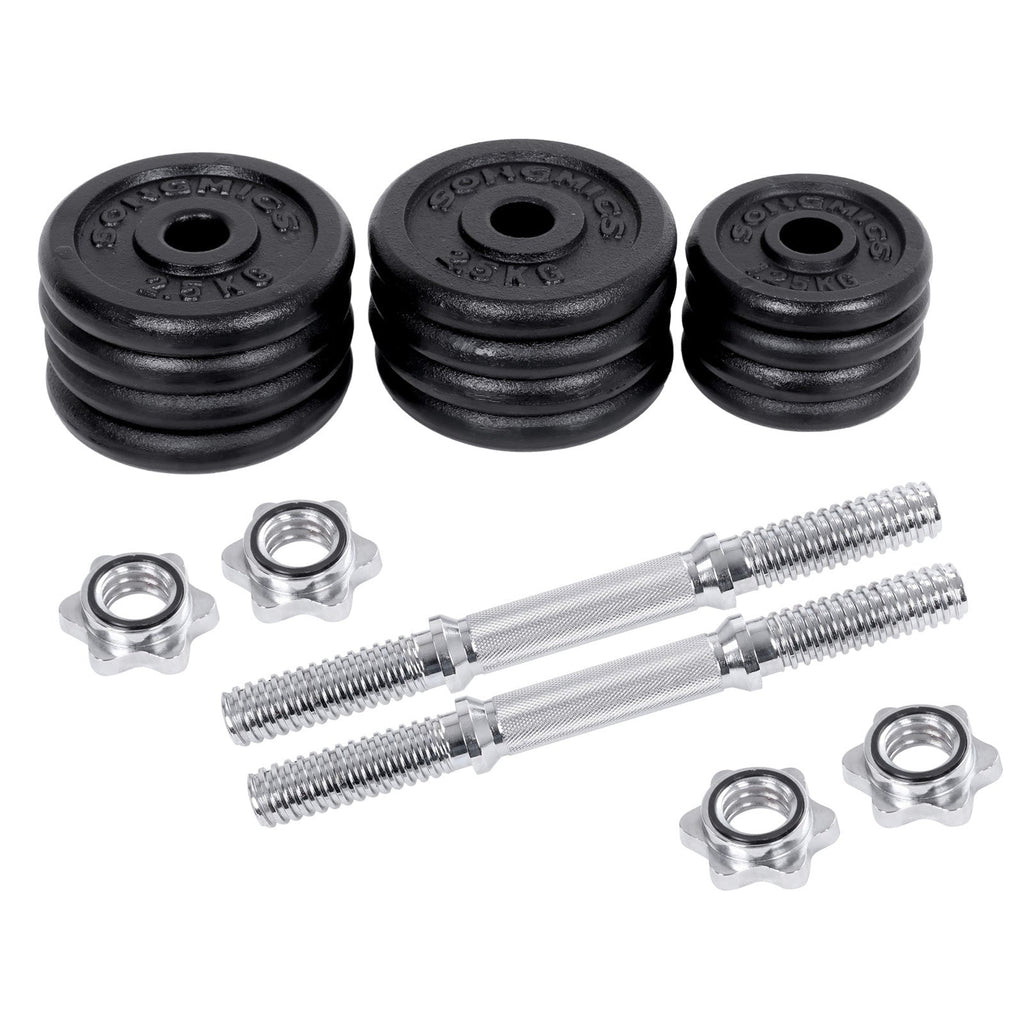 Halkerset - Gusseisen -Hanteln - 30 kg - Halfter -Set