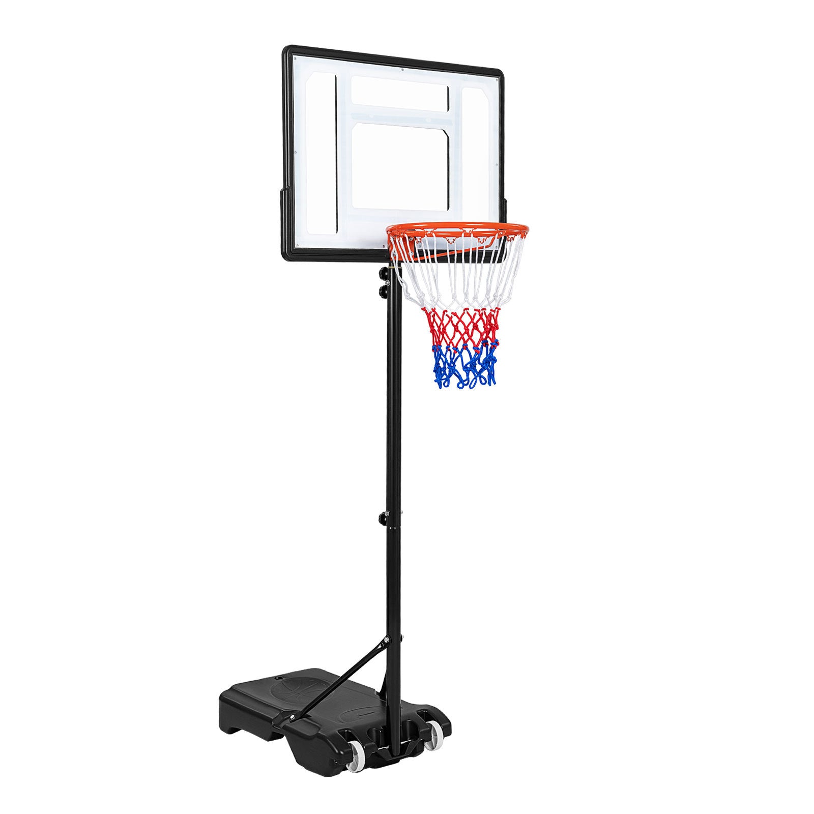 Höjdjusterbar – basketställning med hjul, handvev och fyllbar bas, – 155-210 cm