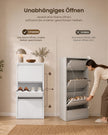 Schoenenkast – Smal – 3 Kantelbare Vakken – Staal – Magneetsluiting – Mat Wit