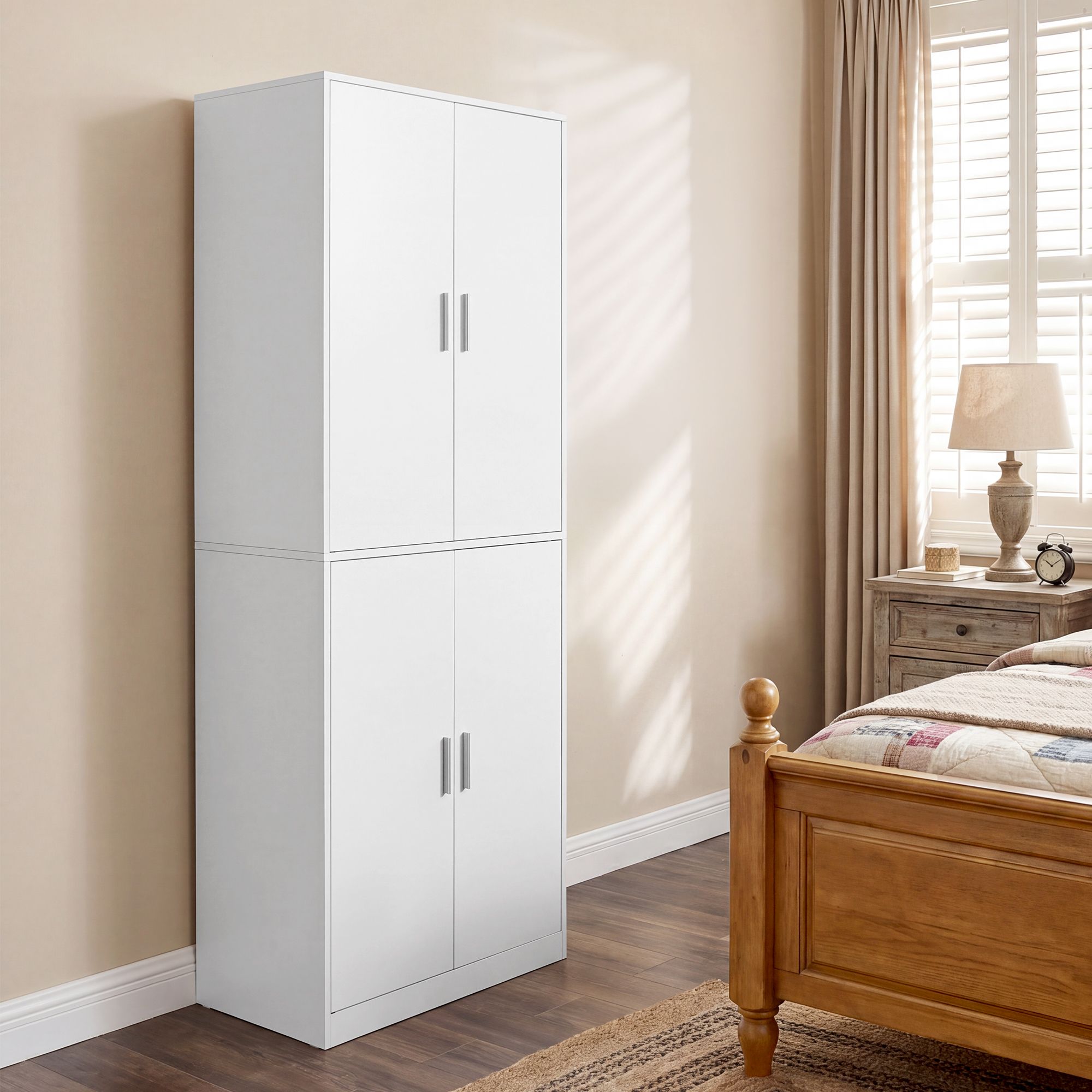 Schoenenkast - 175 cm Hoog - Verstelbare Planken - Met Deuren - Wit