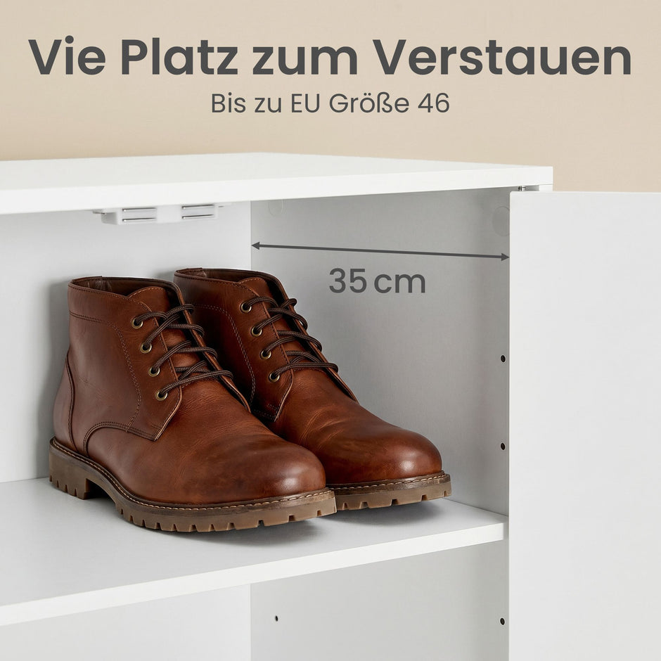 Schoenenkast - 175 cm Hoog - Verstelbare Planken - Met Deuren - Wit