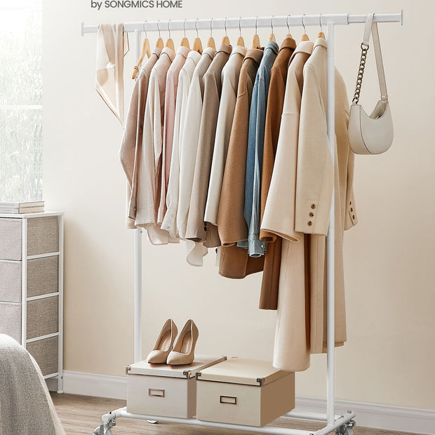 Bekleidungsregal - auf Rädern - Ladungskapazität 90 kg - klassisches Weiß