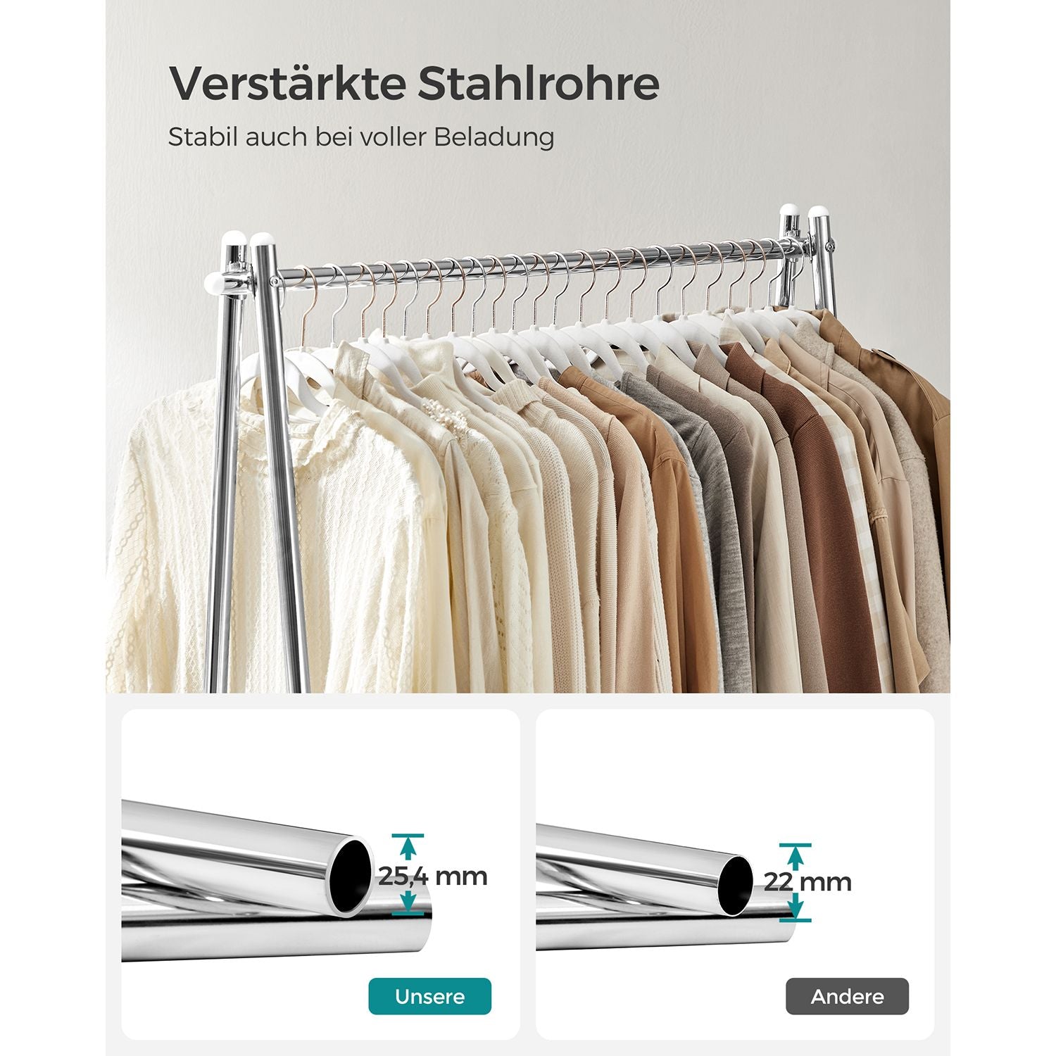 Kleidungsständer - Stahl - mit Silberplanke