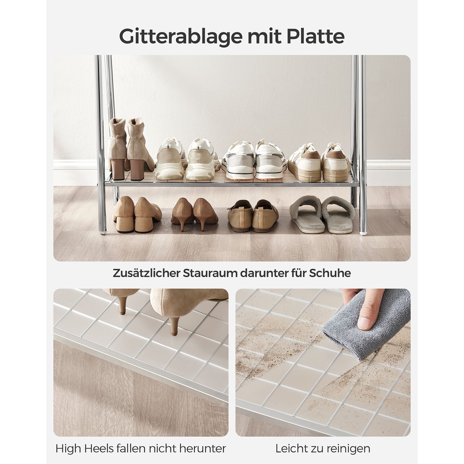 Kleidungsständer - Stahl - mit Silberplanke