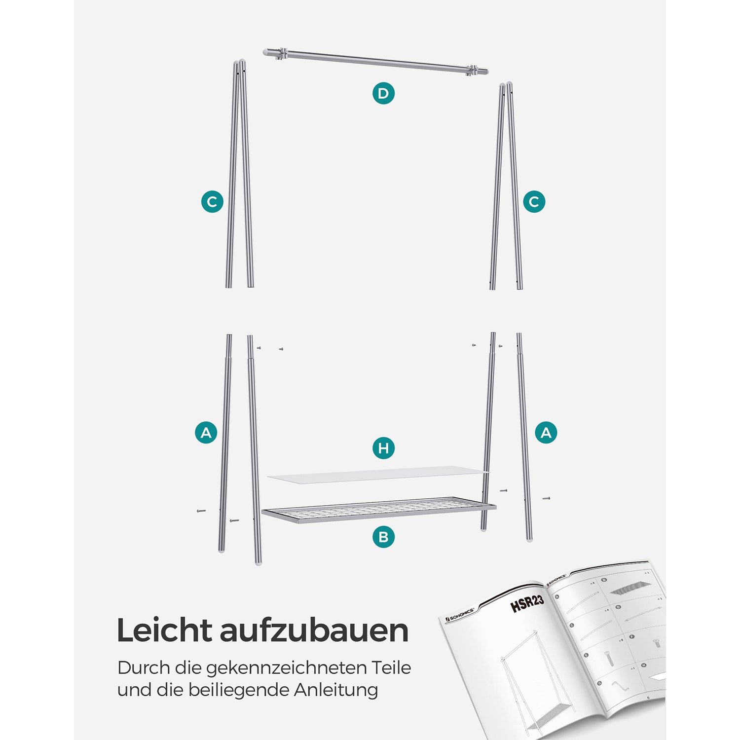 Kleidungsständer - Stahl - mit Silberplanke