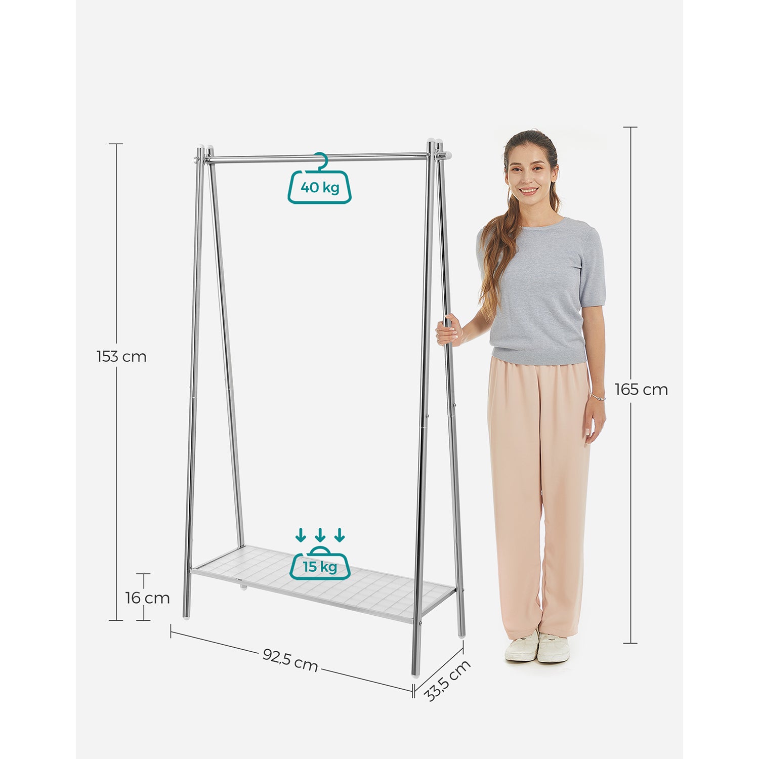 Kleidungsständer - Stahl - mit Silberplanke