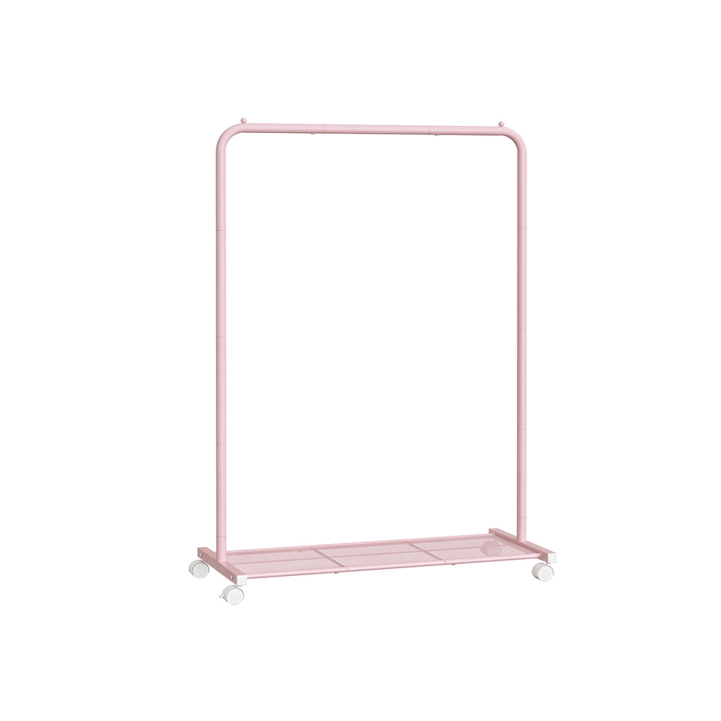 Kleidungsständer 91 cm breit auf pastellrosa Rädern